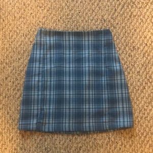 Blue plaid skirt